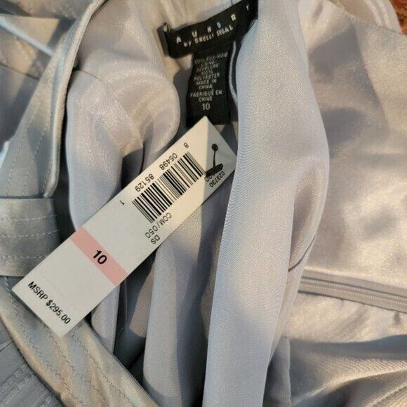 NEW Laundry Shelli Segal Mini Dress Women's Silk Gray Sz 10 Fairycore - Picture 9 of 11